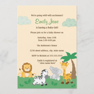 Safari Jungle Gender Neutral Baby Shower Invite