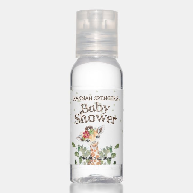 Safari Jungle Giraffe Baby Shower Hand Sanitizer (Front)