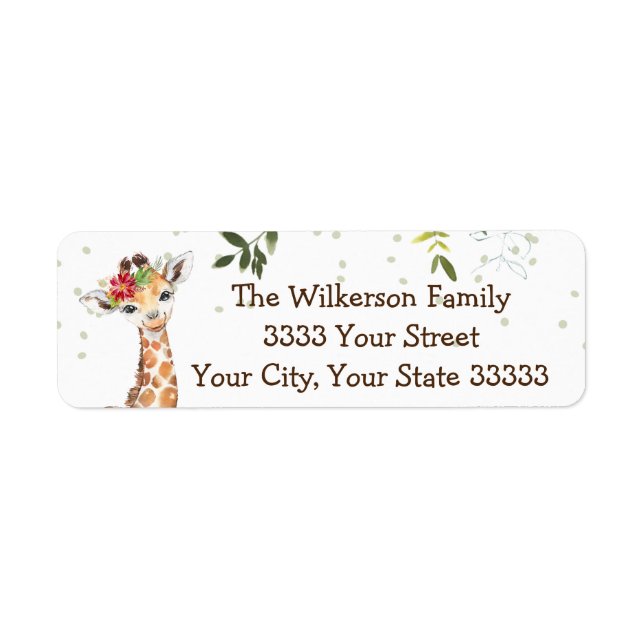 Safari Jungle Giraffe Baby Shower Label (Front)