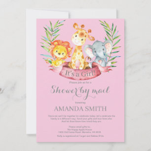Safari Jungle Girl Baby Shower by Mail Invitation