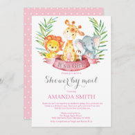 Safari Jungle Girl Baby Shower by Mail Invitation