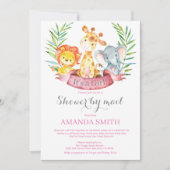 Safari Jungle Girl Baby Shower by Mail Invitation (Front)