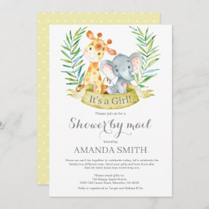 Safari Jungle Girl Baby Shower by Mail Invitation