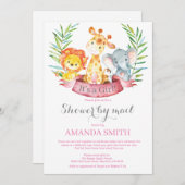 Safari Jungle Girl Baby Shower by Mail Invitation (Front/Back)