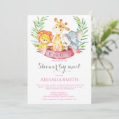 Safari Jungle Girl Baby Shower by Mail Invitation (Standing Front)
