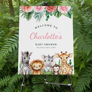 Safari Jungle Girl Baby Shower Welcome Sign