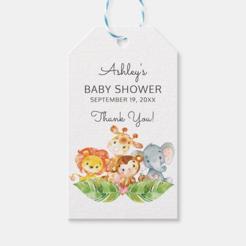 Safari Jungle Girls Baby Shower Favor Gift Tag