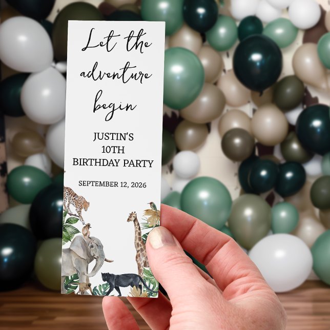 Safari Jungle Let the Adventure begin Birthday  Bookmarks (Creator Uploaded)