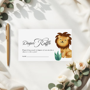 Safari Jungle Lion Baby Shower Diaper Raffle  Enclosure Card