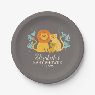 Safari Jungle Lion Baby Shower Paper Plates
