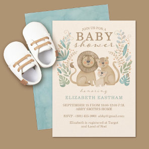 Safari Jungle Lion Boy Baby Shower Invitation