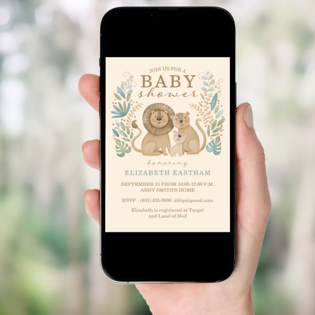 Safari Jungle Lion Boy Baby Shower Invitation (Front Digital)