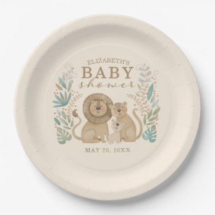 Safari Jungle Lion Boy Baby Shower Paper Plates
