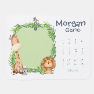 Safari Jungle Milestone Baby Blanket
