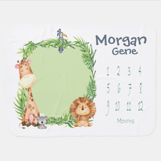 Safari Jungle Milestone Baby Blanket