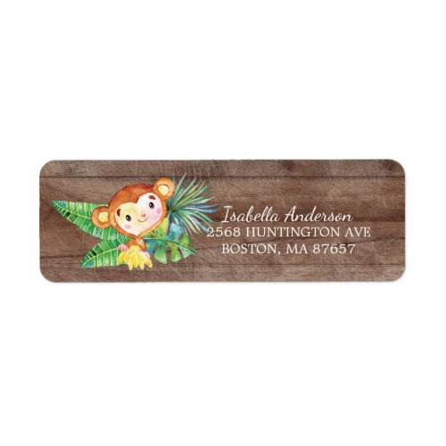 Safari Jungle Monkey Baby Shower Address Label