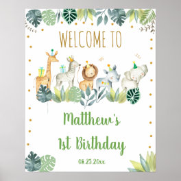 Safari Jungle Party Animals Birthday Welcome Poster