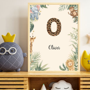 Safari Jungle Personalized Name Monogram O Nursery Poster