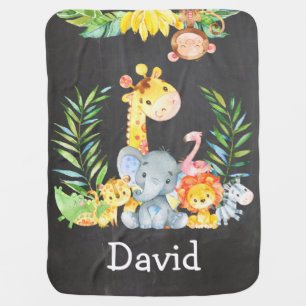 Safari Jungle Personalized Receiving Blanket
