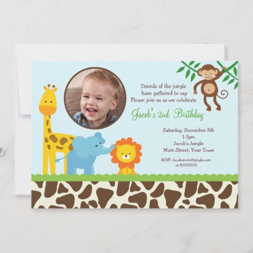 Safari Jungle Photo Birthday Invitations
