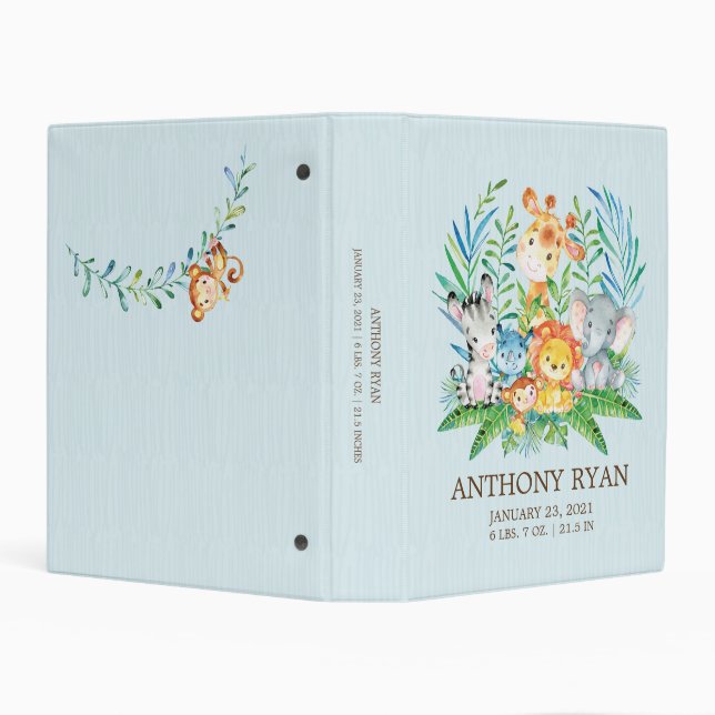 Safari Jungle Shower Boys Baby Photo Album Binder (Background)