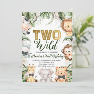 Safari Jungle Two Wild Birthday Party Invitation