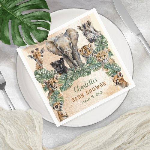 Safari Jungle Wild Animals Neutral Baby Shower Napkins