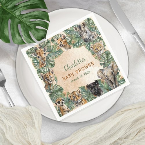 Safari Jungle Wild Animals Neutral Baby Shower Napkins