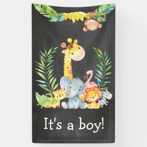 Safari Jungle Wild Boy Baby Shower Its A Boy Banner