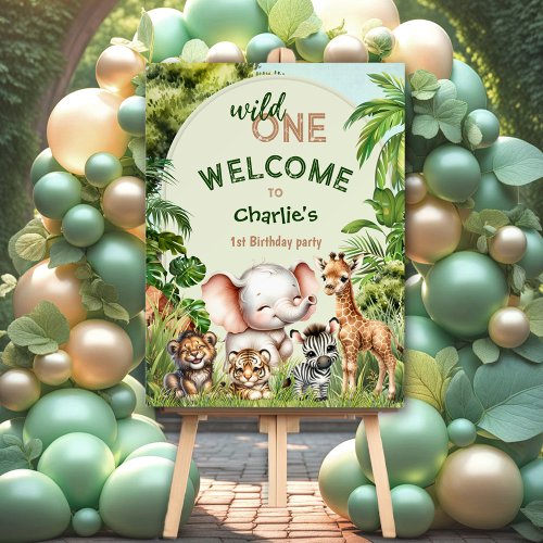 Safari Jungle Wild One 1st Birthday Welcome Foam Board