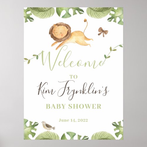 Safari Jungle Wild One Baby Shower Welcome Sign