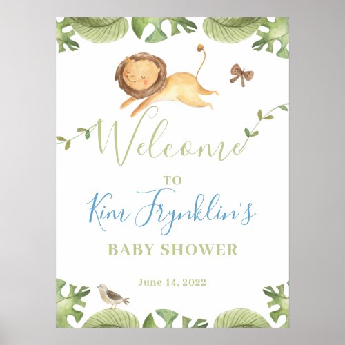 Safari Jungle Wild One Baby Shower Welcome Sign