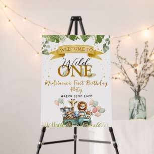 Safari Jungle Wild One First Birthday Foam Board