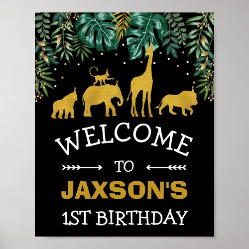 Safari Jungle WILD ONE Tropical Birthday Welcome Poster