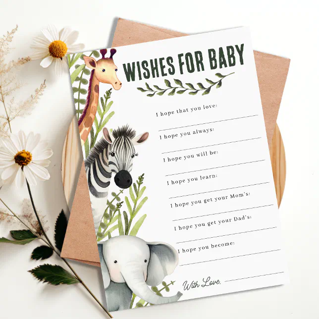 Safari Jungle Wishes for Baby Shower Game Invitation | Zazzle