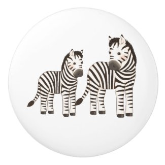 Safari Jungle Zebra Animal Baby Nursery Kids Ceramic Knob