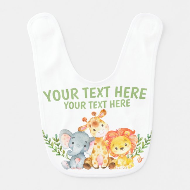 Safari Jungle Zoo Animals Baby Bib