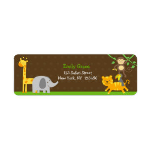 Safari Jungle Zoo Animals Return Address Labels