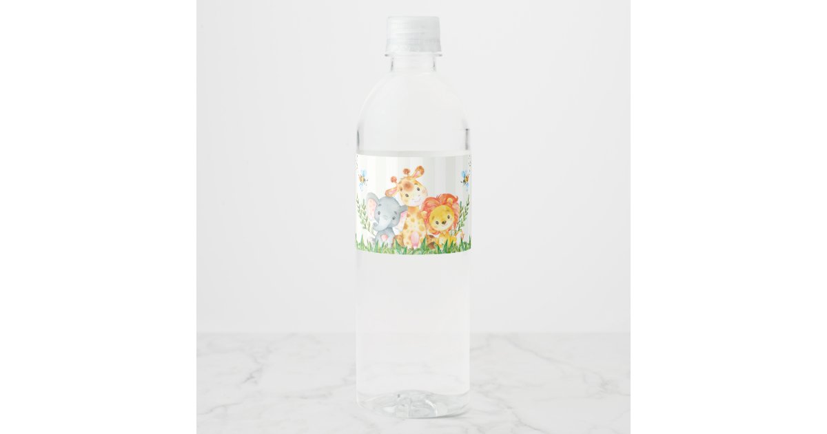 Safari Jungle Zoo Animals Water Bottle Label | Zazzle
