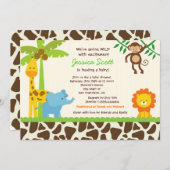 Safari Jungle Zoo Baby Shower Invitations (Front/Back)