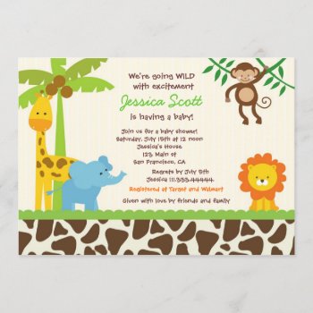 Safari Jungle Zoo Baby Shower Invitations by Petit_Prints at Zazzle