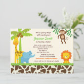 Safari Jungle Zoo Baby Shower Invitations (Standing Front)