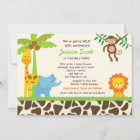 Safari Jungle Zoo Baby Shower Invitations