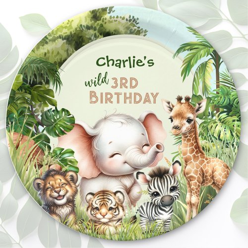 Safari Jungle ZOO Cute Animals Wild 3rd Birthday Paper Plates