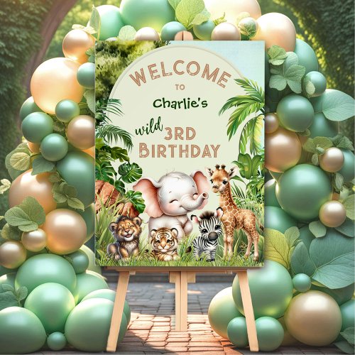 Safari Jungle ZOO Wild Boy Birthday Welcome Foam Board