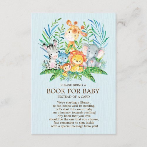 Safari JungleBoysBaby Shower Book for Baby Enclosure Card