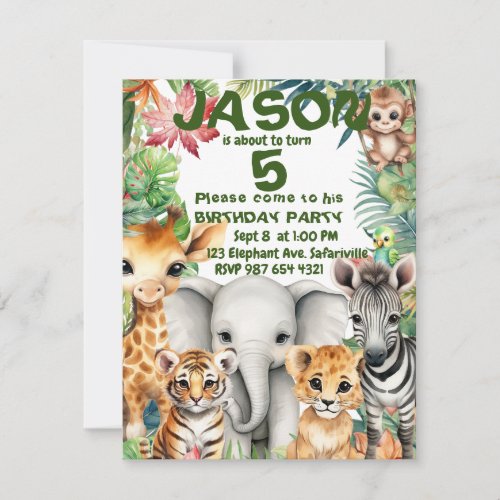 Safari Kids Birthday Party Invitation