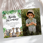 Safari Kids Photo Birthday Thank You Card<br><div class="desc">Making sure to show appreciation to friends and family while also capturing treasured memories of a child’s birthday can be a challenge, but with the right tools, thank you cards become an engaging, fun task. These kids birthday thank you cards featuring vibrant watercolor zoo animals, lush tropical rainforest foliage, a...</div>