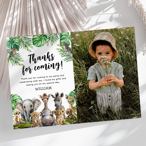 Safari Kids Photo Birthday Thank You Card