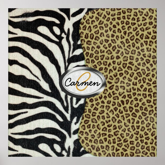 Safari Leopard and Zebra Print Monogram